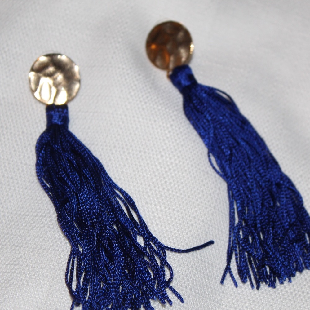 Blue tassel earrings